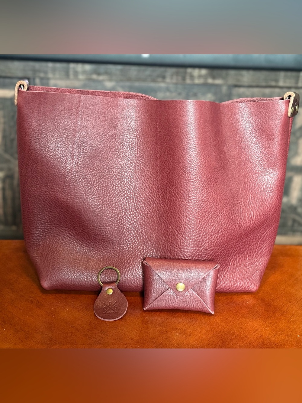 Go Forth Goods Medium Avery Crossbody, Merlot with Mocha Accents